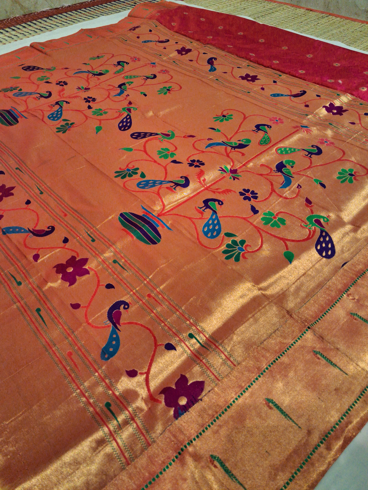 Muniya Paithani silk saree pallu and zari detail