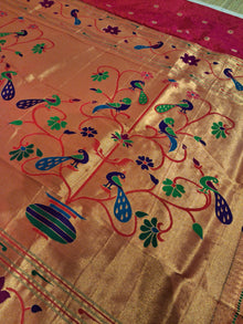 Muniya Paithani handloom saree full view