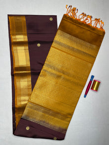Soft Silk Saree with Coin Kasu Butta - Deep Plum - view 2