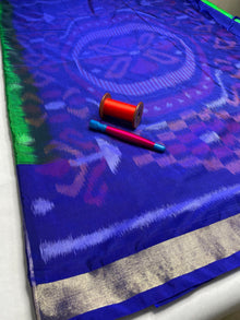 Pochampally Semi Silk Saree - Parrot Green - view 3