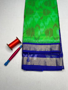 Pochampally Semi Silk Saree - Parrot Green - view 1