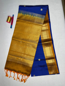 Soft Silk Saree with Coin Kasu Butta - Sapphire Blue - view 2