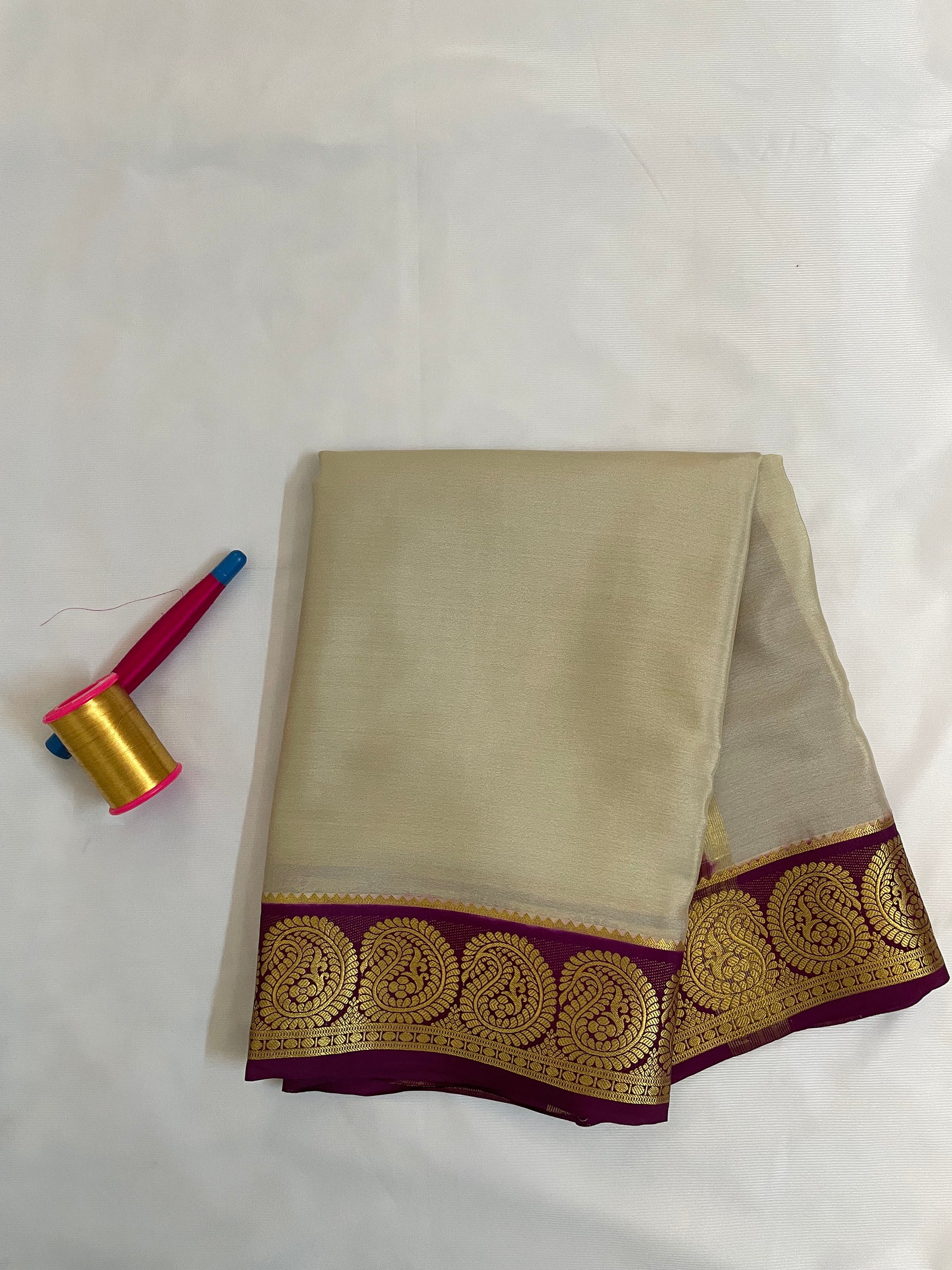 Mysore Crepe Silk Saree – Big Mango Border