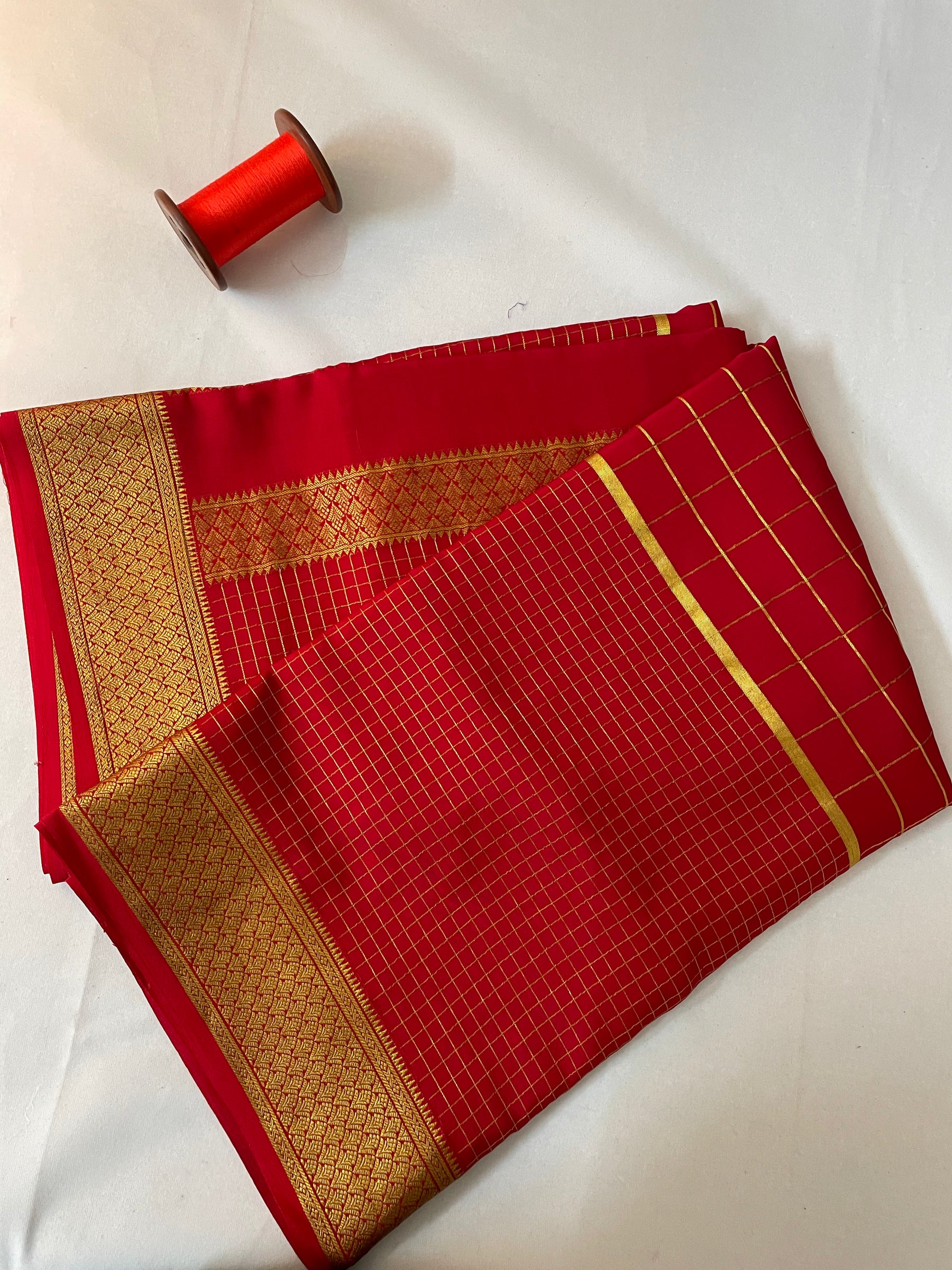 Mysore Crepe Silk Saree – Moong Check