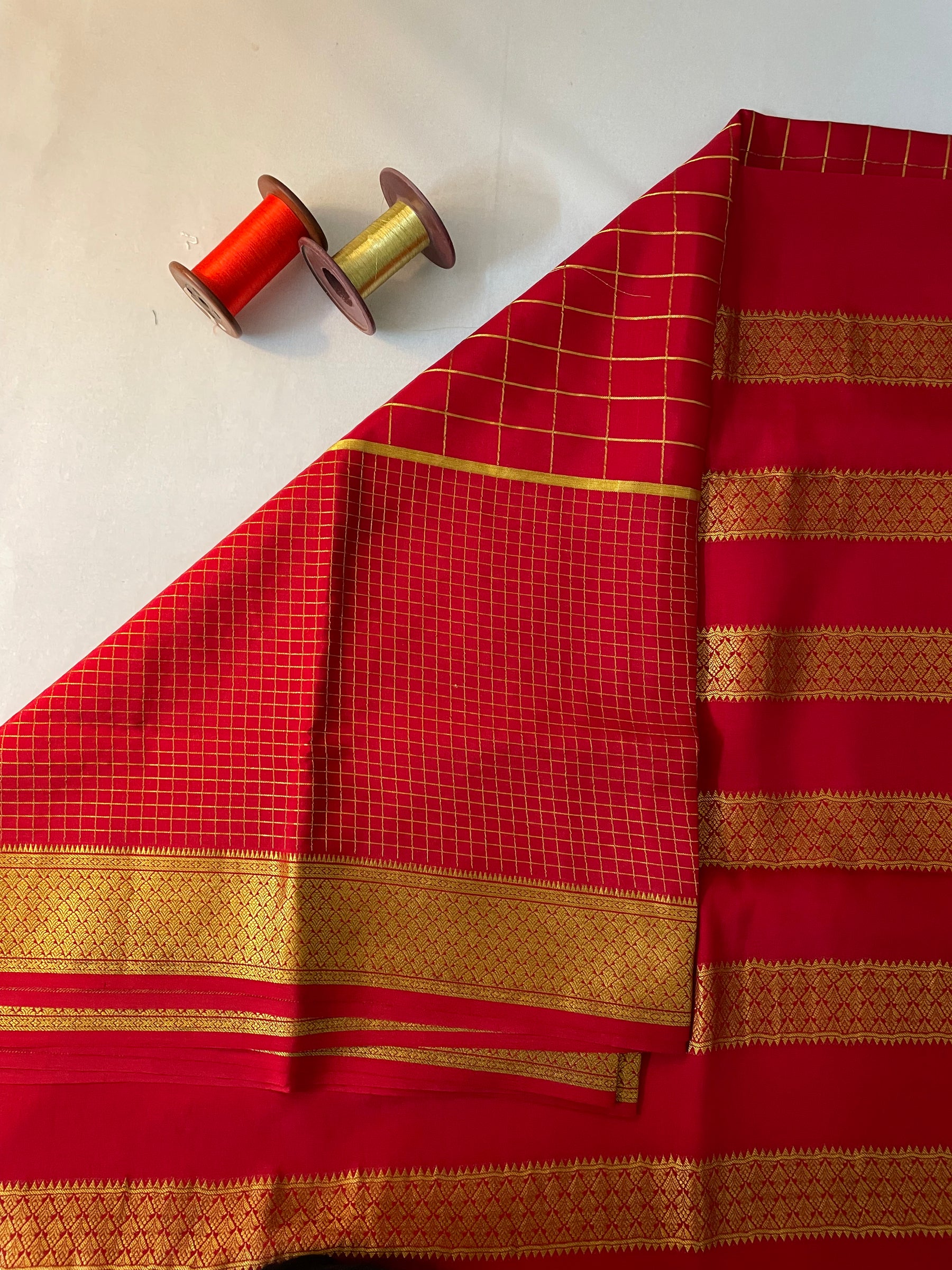 Mysore Crepe Silk Saree – Moong Check