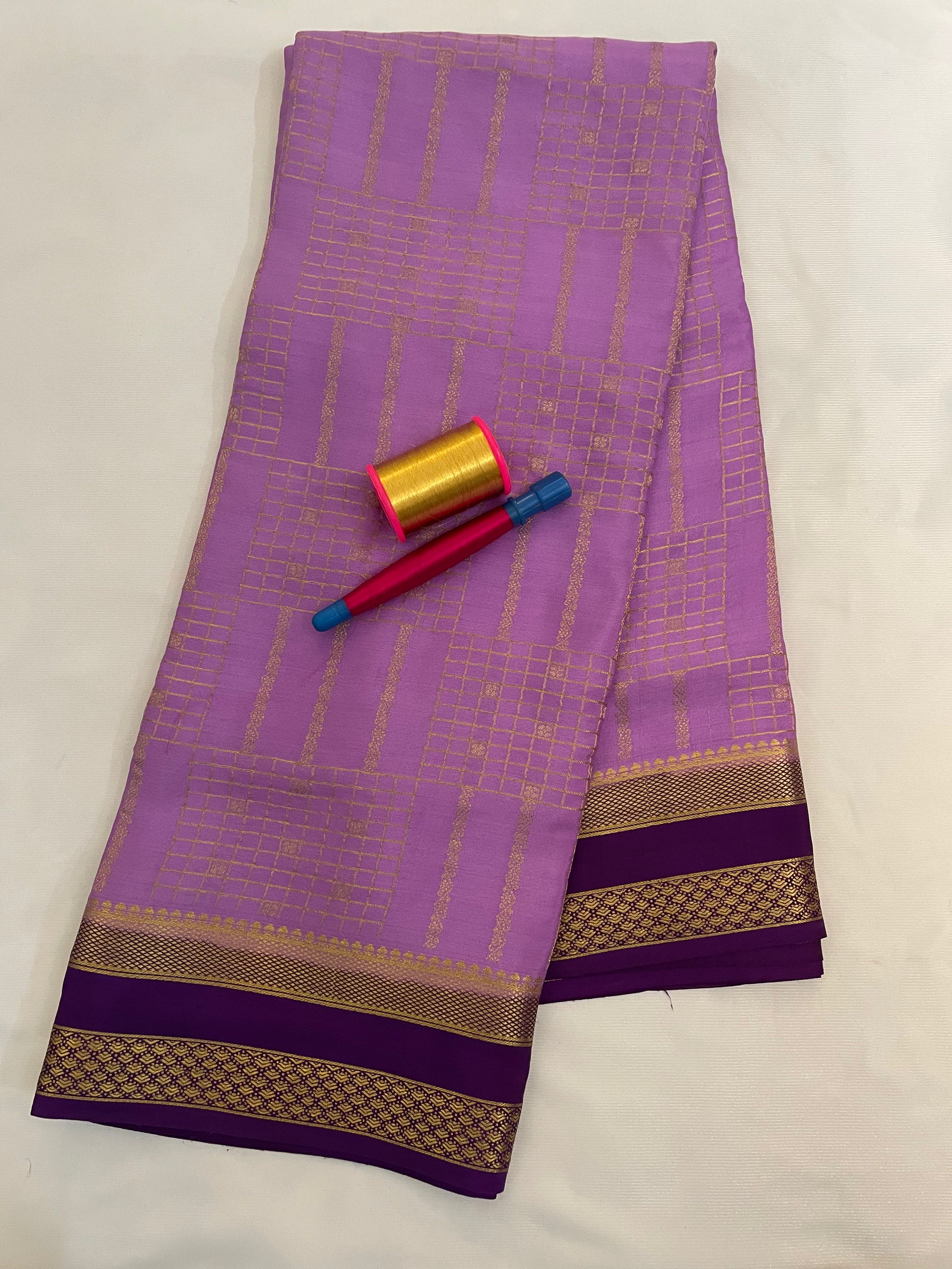 Mysore Crepe Silk Check Sarees