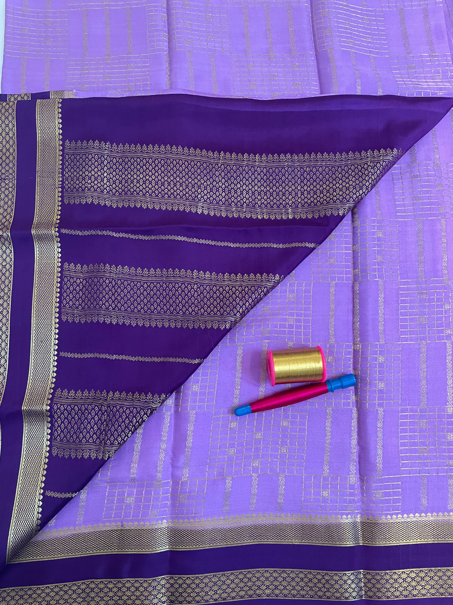 Mysore Crepe Silk Check Sarees