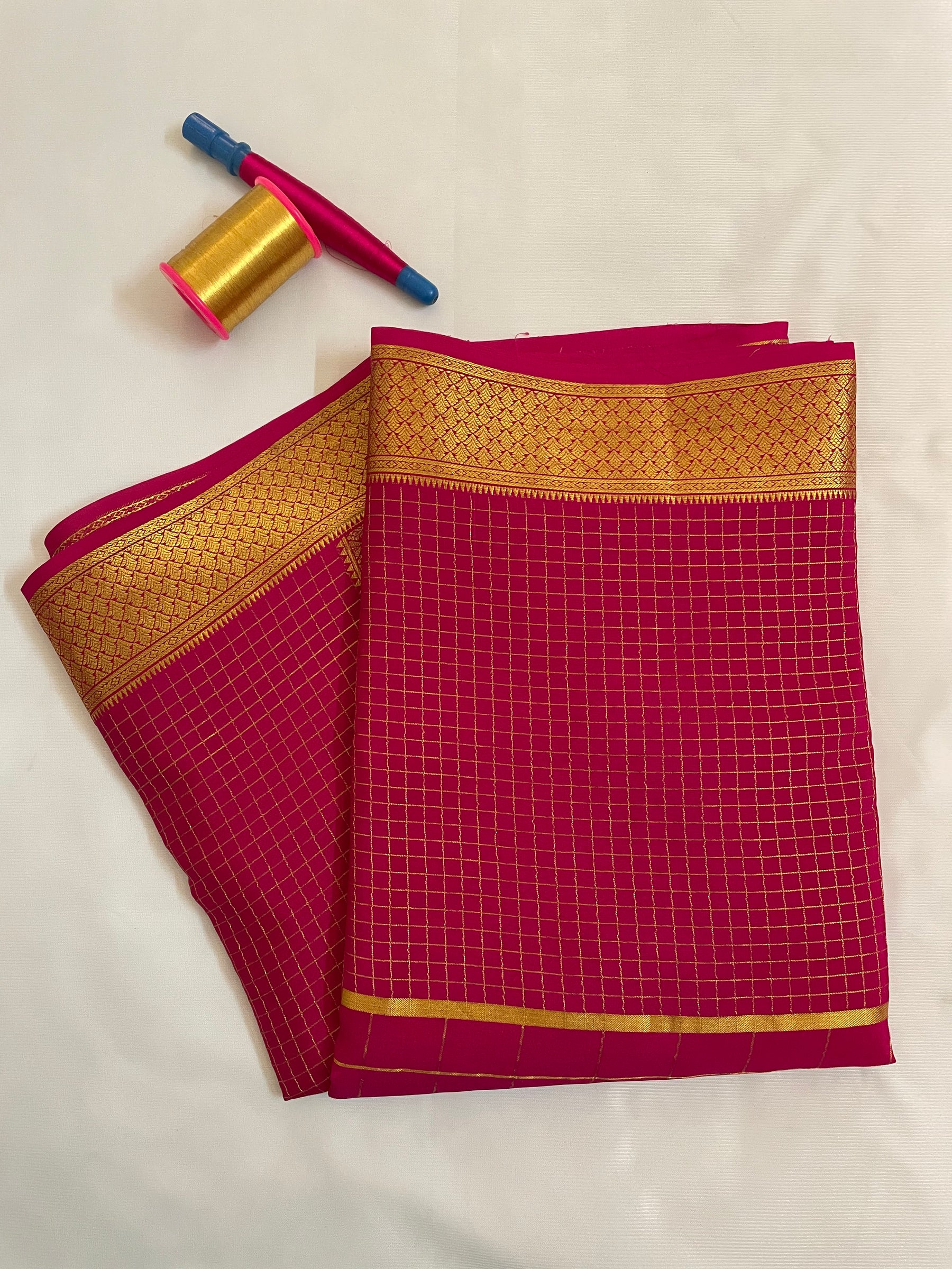 Mysore Crepe Silk Saree – Moong Check