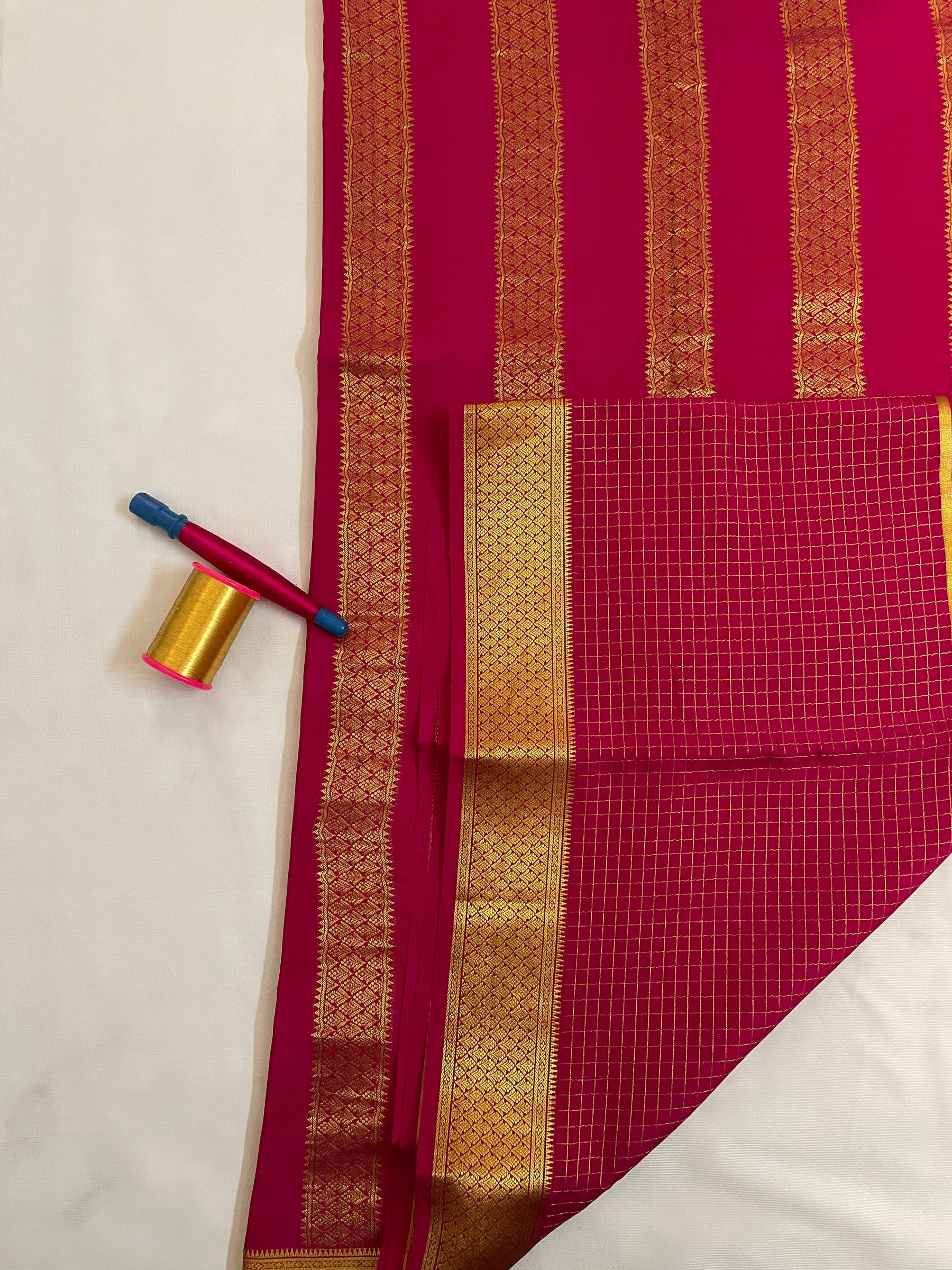Mysore Crepe Silk Saree – Moong Check