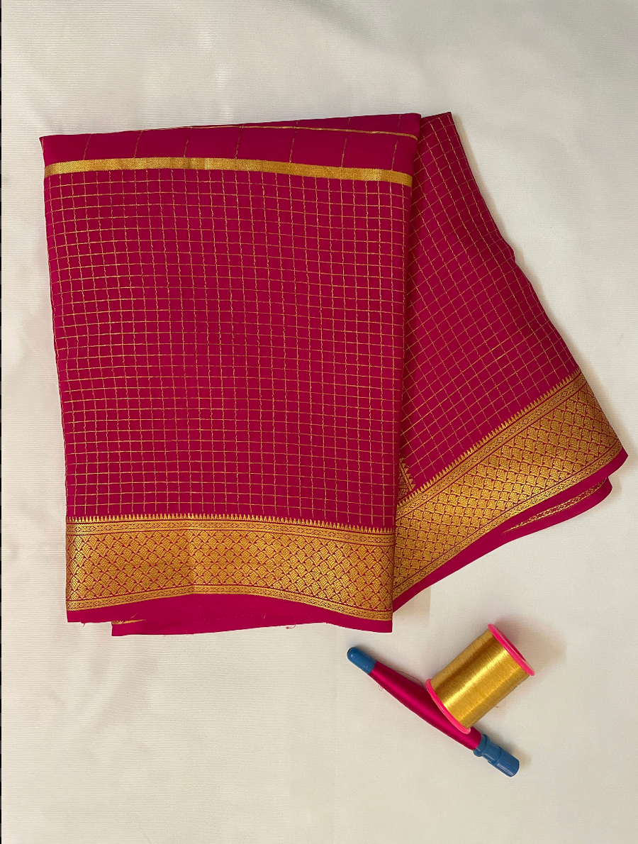 Mysore Crepe Silk Saree – Moong Check