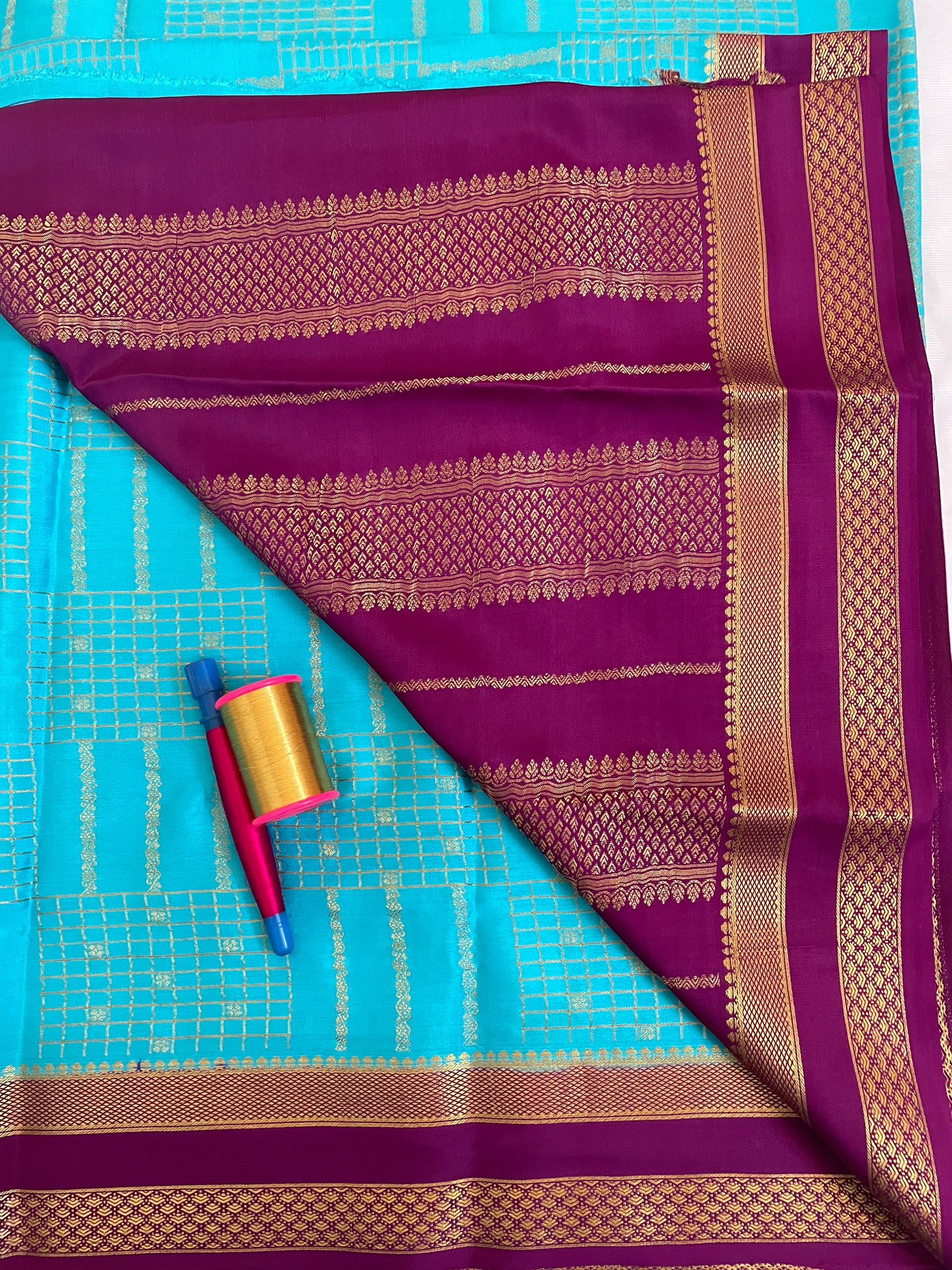 Mysore Crepe Silk Check Sarees