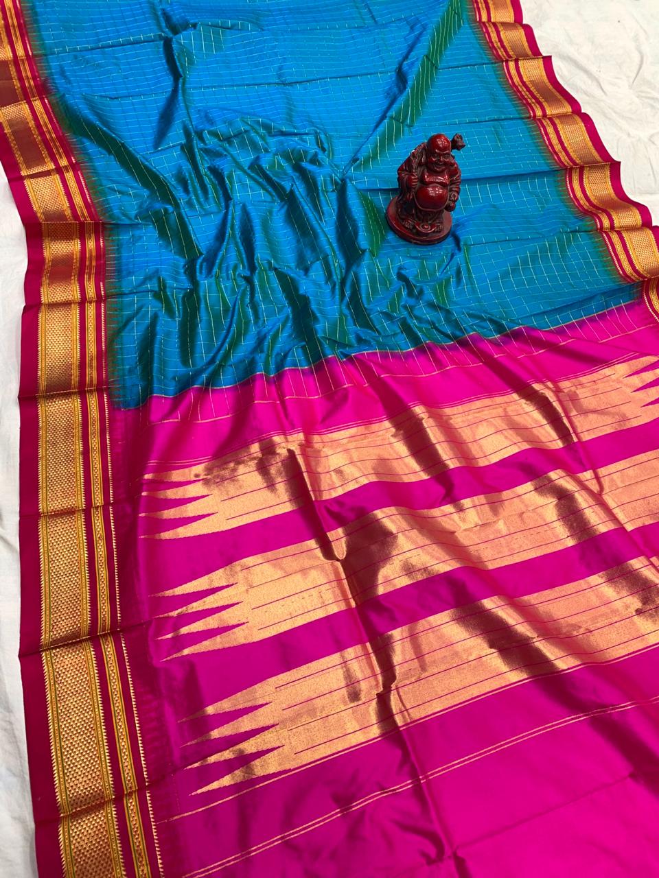 Pure Silk Ilkal Checked Saree