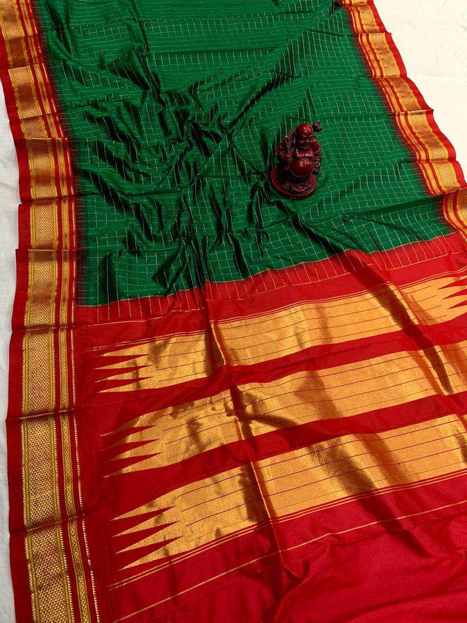 Pure Silk Ilkal Checked Saree